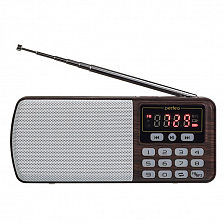 Perfeo Радиоприемник ЕГЕРЬ FM,МР3,USB коричневый