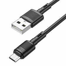 hoco X83 USB вилка - microUSB вилка, 2.4A, черный, 1 м.
