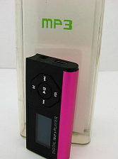 MP3 плеер с дисплеем без памяти, с фонариком, черно-розовый