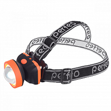 Фонарь налобный Perfeo Brave, 1 LED, 1W, черно-оранжевый (3 x AAA), три режима
