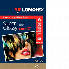 Фотобумага Lomond суперглянцевая А5 260 г/м2 20 листов односторонняя