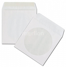 Конверт для 1CD бумажный с окном белый (100)