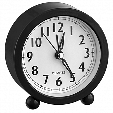 Часы-будильник Perfeo Quartz "PF-TC-020", круглые диаметр 10 см, черный