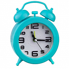 Часы-будильник Perfeo Quartz "PF-TC-015", круглые диаметр 9,5 см, синий