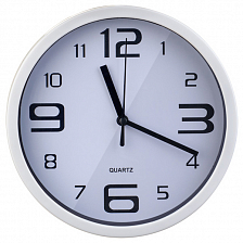 Часы настенные Perfeo  "PF-WC-002", круглые диаметр 25 см, белый корпус / белый циферблат
