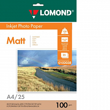 Фотобумага Lomond двухсторонняя матовая А4 100г/м 25 листов 