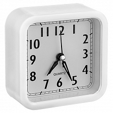 Часы-будильник Perfeo Quartz "PF-TC-019", квадратные 10*10 см, белый
