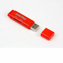 Карт-ридер Smartbuy 715, USB 2.0, SD, microSD, красный