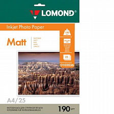 Фотобумага Lomond двухсторонняя матовая А4 190г/м 25 листов 