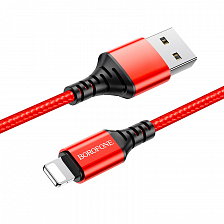 BOROFONE BX54 USB вилка - iPhone (Lightning) вилка, 2.4A, нейлон, красный, 1м