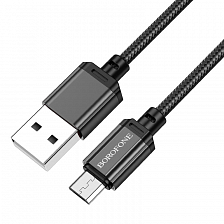 BOROFONE BX87 USB вилка - microUSB вилка, 2.4A, нейлон, черный, 1 м.