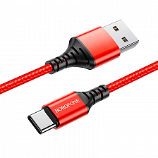 BOROFONE BX54 USB вилка - Type-C вилка, 3A, нейлон, красный, 1 м.