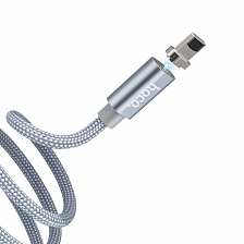  Магнитный hoco U40A USB вилка- iPhone (Lightning) вилка, серый, 1м