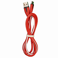 DK-4 USB вилка - Type-C вилка, Силикон, красно-белый, 1м