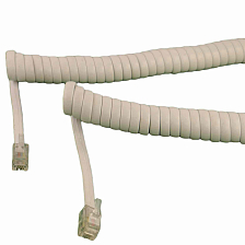 Шнур для телефонной трубки, витой, 7.5 м, белый