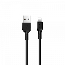 hoco X20 USB вилка - iPhone (Lightning) вилка, 2A, черный, 1м