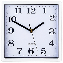 Часы настенные Perfeo  "PF-WC-005", квадратные 22*22 см, белый корпус / белый циферблат