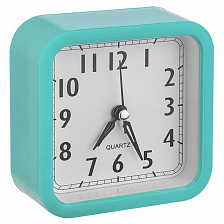 Часы-будильник Perfeo Quartz "PF-TC-019", квадратные 10*10 см, зеленый