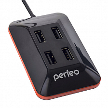Разветвитель USB на 4 порта Perfeo H028, черный
