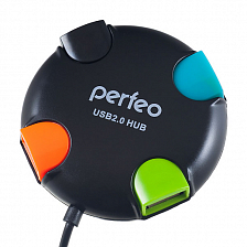 Разветвитель USB на 4 порта Perfeo H020, черный