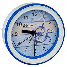Часы-будильник Perfeo Quartz "PF-TC-009", круглые диаметр 15,3 см, подвес на стену, Штурвал
