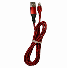 Smile USB вилка - iPhone (Lightning) вилка, ткань, красный, 1м