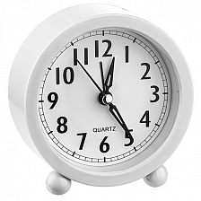 Часы-будильник Perfeo Quartz "PF-TC-020", круглые диаметр 10 см, белый