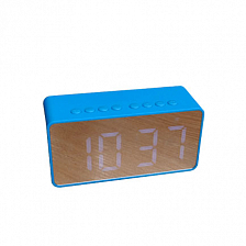 Часы-будильник-колонка BT506 Bluetooth/microSD/AUX, голубой 