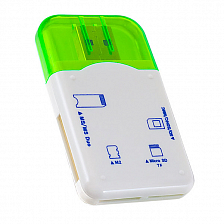 Карт-ридер Perfeo (SD/MMC+microSD+MS+M2) зеленый
